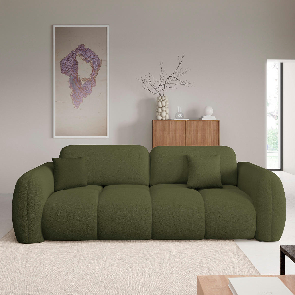 SOFA Livio 3 Sitzplätze Grün - Grün, Holz (270/95/121cm) - Petits-meubles