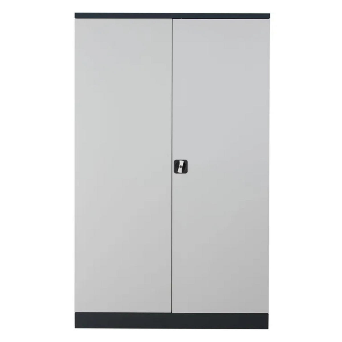 STAHLSCHRANK Bee mit 7 lackierten Fachböden 195x92x60 cm Korpusfarbe Schwarz Frontfarbe Lichtgrau - Hellgrau, Metall (92/195/60cm)