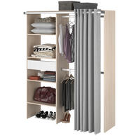 KLEIDERSCHRANK Akazie, grau, Mehrzweckschrank 143 cm mit Vorhang - Akaziefarben/Grau, Holzwerkstoff/Metall (143/182/48cm) - Parisot Meuble