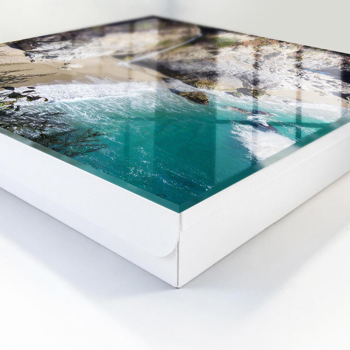 SCHLÜSSELBOX Weiß 30x30 cm – Türöffnung nach rechts - Küste der Schönheit - Blau, Metall (30/30/5cm) - TULUP