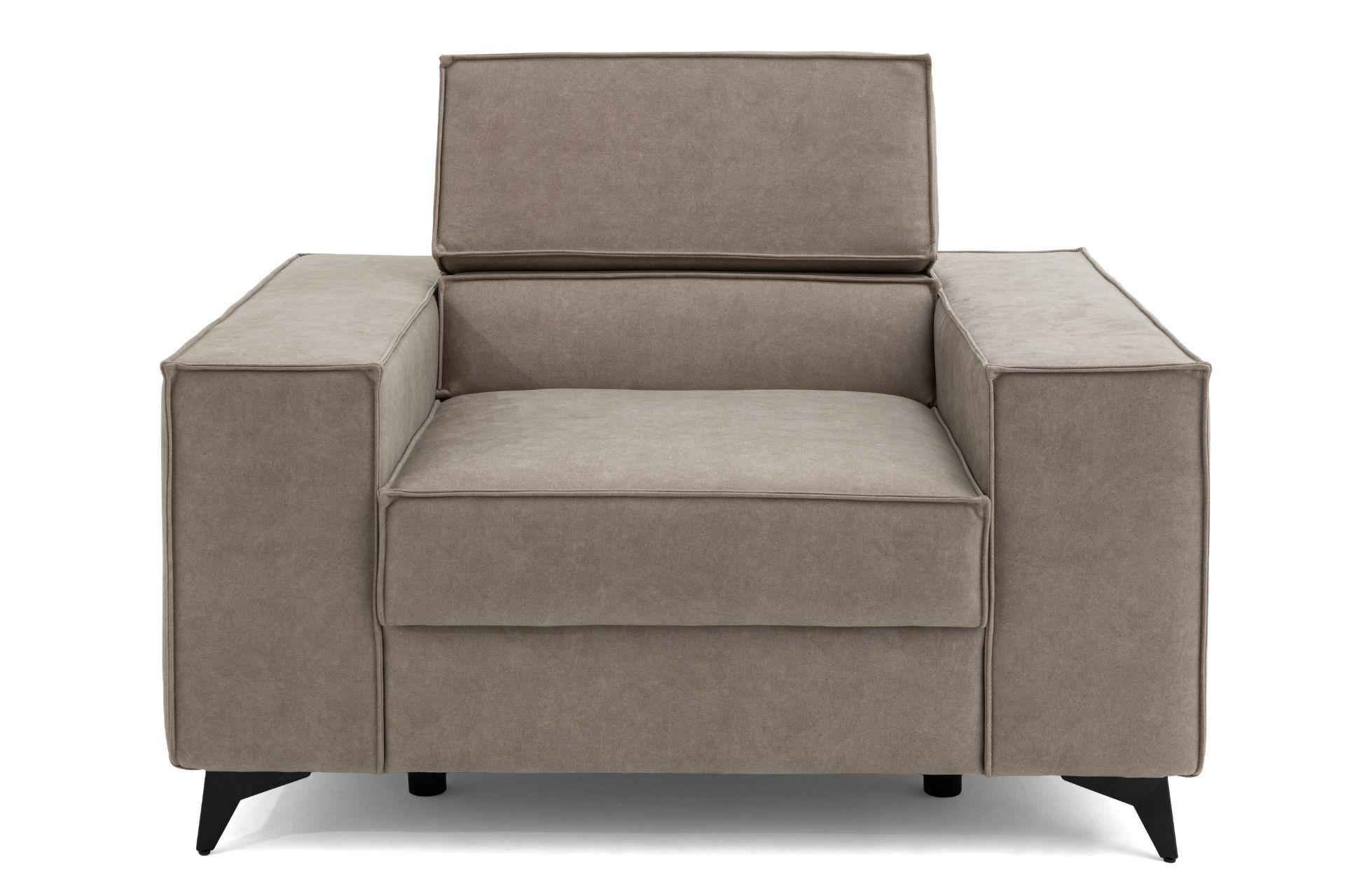 SESSEL PURE mit verstellbare Kopfstütze Velours Creme - Creme/Schwarz, Holz/Textil (174/94/99cm) - Muffo