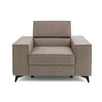 SESSEL PURE mit verstellbare Kopfstütze Velours Creme - Creme/Schwarz, Holz/Textil (174/94/99cm) - Muffo