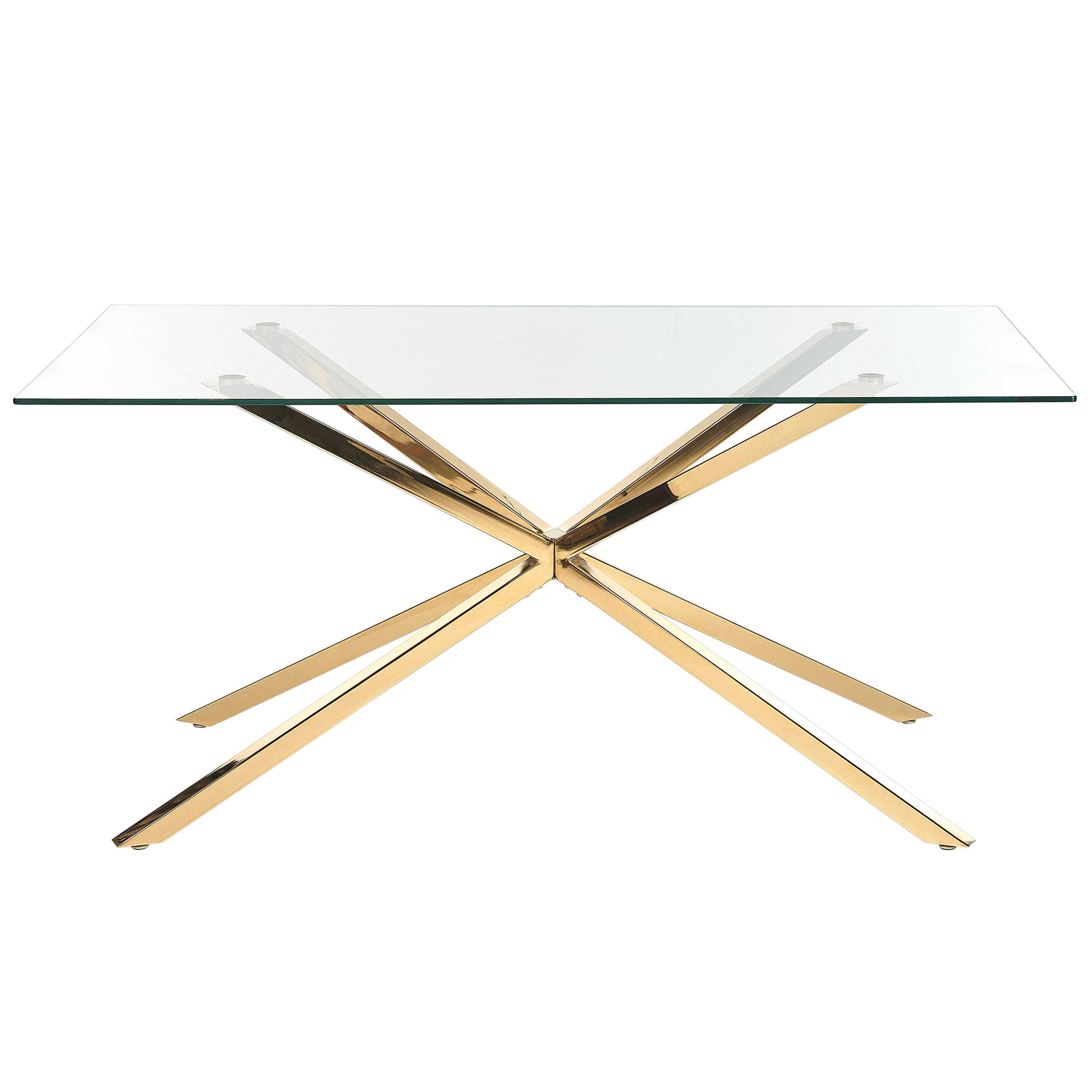 ESSTISCH 160/90/75 cm Transparent, goldfarben Rechteckig Cora - Transparent, Glas (160/90/75cm) - Beliani