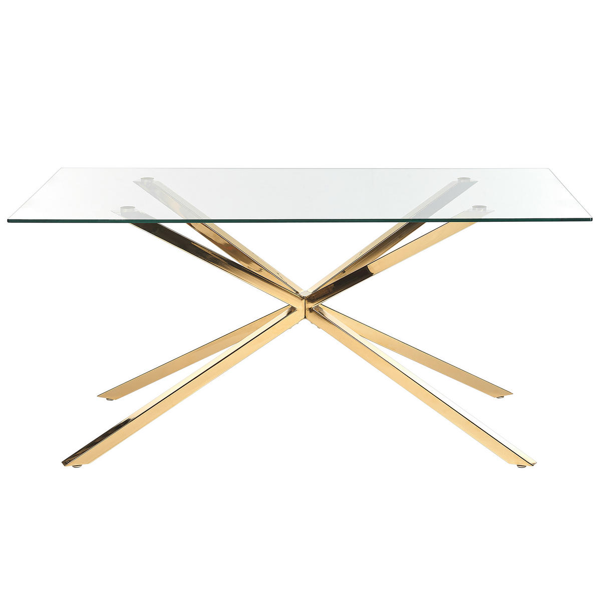 ESSTISCH 160/90/75 cm Transparent, goldfarben Rechteckig Cora - Transparent, Glas (160/90/75cm) - Beliani