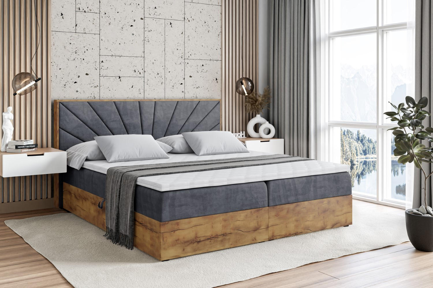 BOXBETT LOLLI 06 - 200x200 - H3 - Dunkelgrau - Dunkelgrau, Holzwerkstoff/Kunststoff (200/200cm) - ALTDECOR