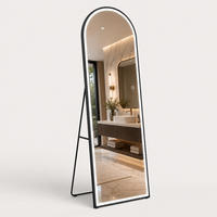 OGLEDALO Crno lučno LED rasvjeta 160x50 cm - crna, staklo/drvni materijal (50/160/4.5cm) - Relaxdays