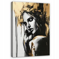 LEINWAND Bilder Abstrakt Frau Modern Wandbild Groß 100x70 - Goldfarben, Holzwerkstoff (70/100cm) - Wallarena