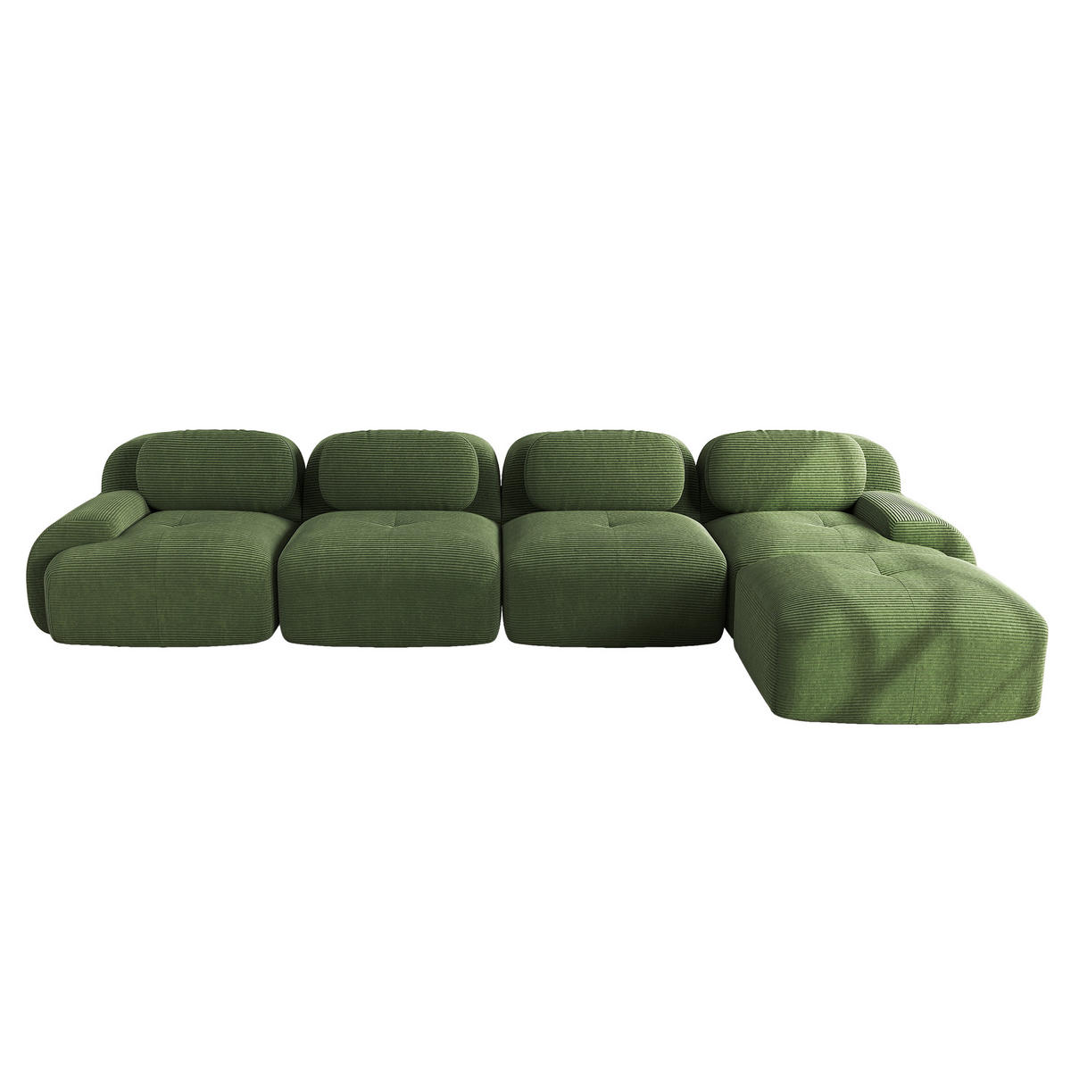 ECKSOFA 4-Sitzer in Premium-Cord Montagefrei & Rutschfest - Grün, Textil (388/178cm) - Urban Meuble