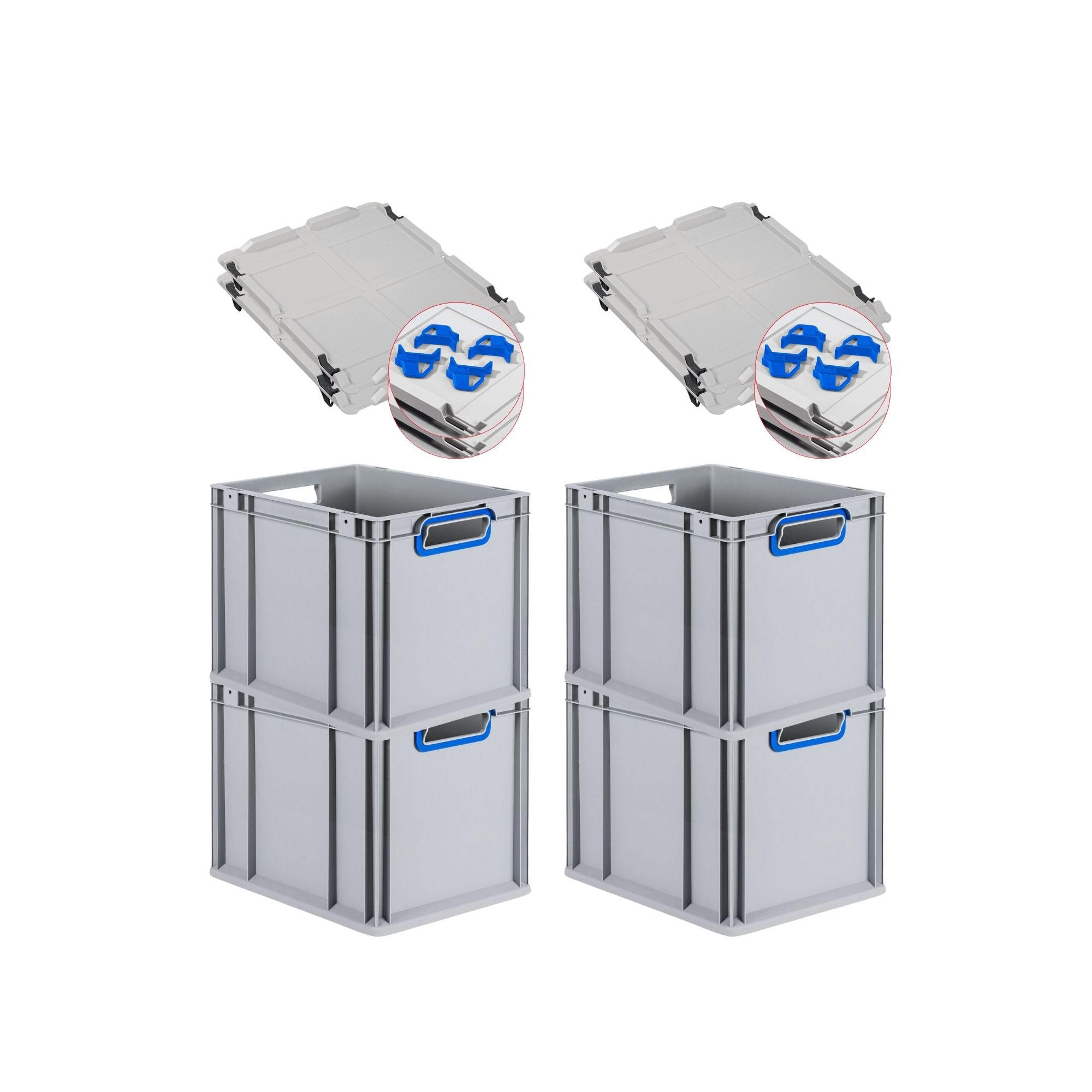 EUROBOX 4x Nextgen Color Mit Auflagedeckel 32x30x40cm Griffe Blau Offen - Blau, Kunststoff (30/32/40cm) - PROREGAL