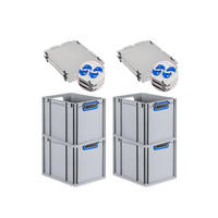 EUROBOX 4x Nextgen Color Mit Auflagedeckel 32x30x40cm Griffe Blau Offen - Blau, Kunststoff (30/32/40cm) - PROREGAL