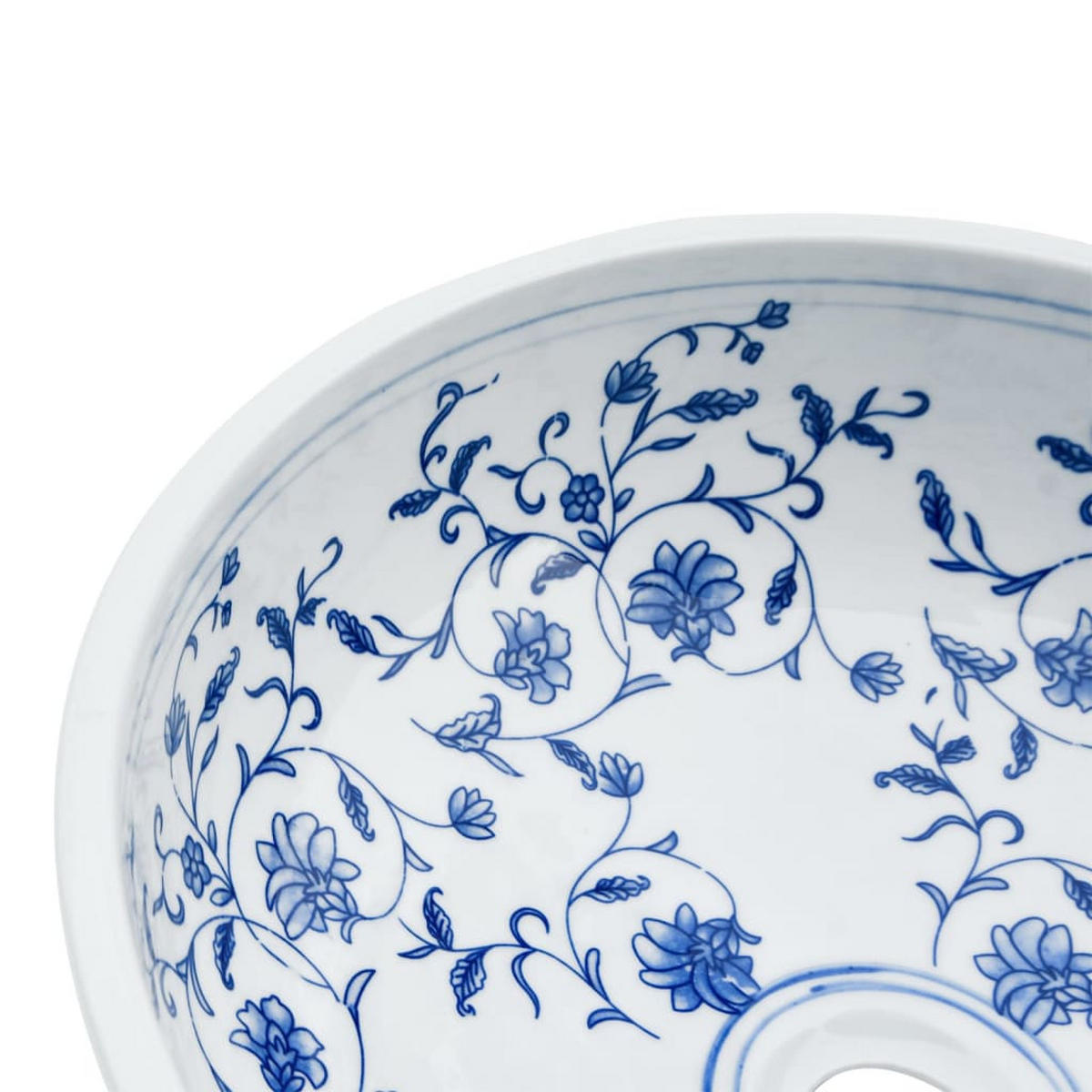 AUFSATZWASCHBECKEN Weiss Und Blau Rund Ø41/14 Cm Keramik - Blau, Keramik (41/14/41cm) - vidaXL
