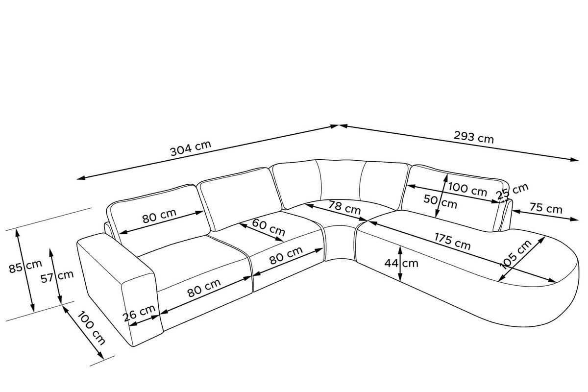 ECKSOFA RECHTS ZUCCO, Dunkelaschgrau - Dunkelgrau, Holz/Holzwerkstoff (304/293cm) - KONSIMO®