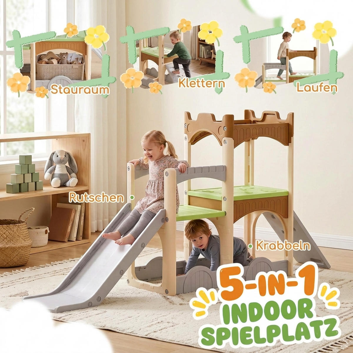 KINDERRUTSCHE HDPE Mehrfarbig - Multicolor, Kunststoff (53/120/248cm) - AIYAPLAY