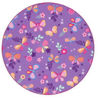 KINDER SPIEL TEPPICH SCHMETTERLING RUND - Lila, Textil (100/100cm) - Snapstyle