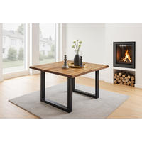 ESSTISCH NOAH - Beige/Schwarz, Holz/Metall (80/80/77cm) - SAM