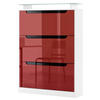 SCHUHSCHRANK Space Bordeaux Hochglanz / Schwarz Hochglanz - Bordeaux, Holzwerkstoff (89/128/23cm) - Vladon