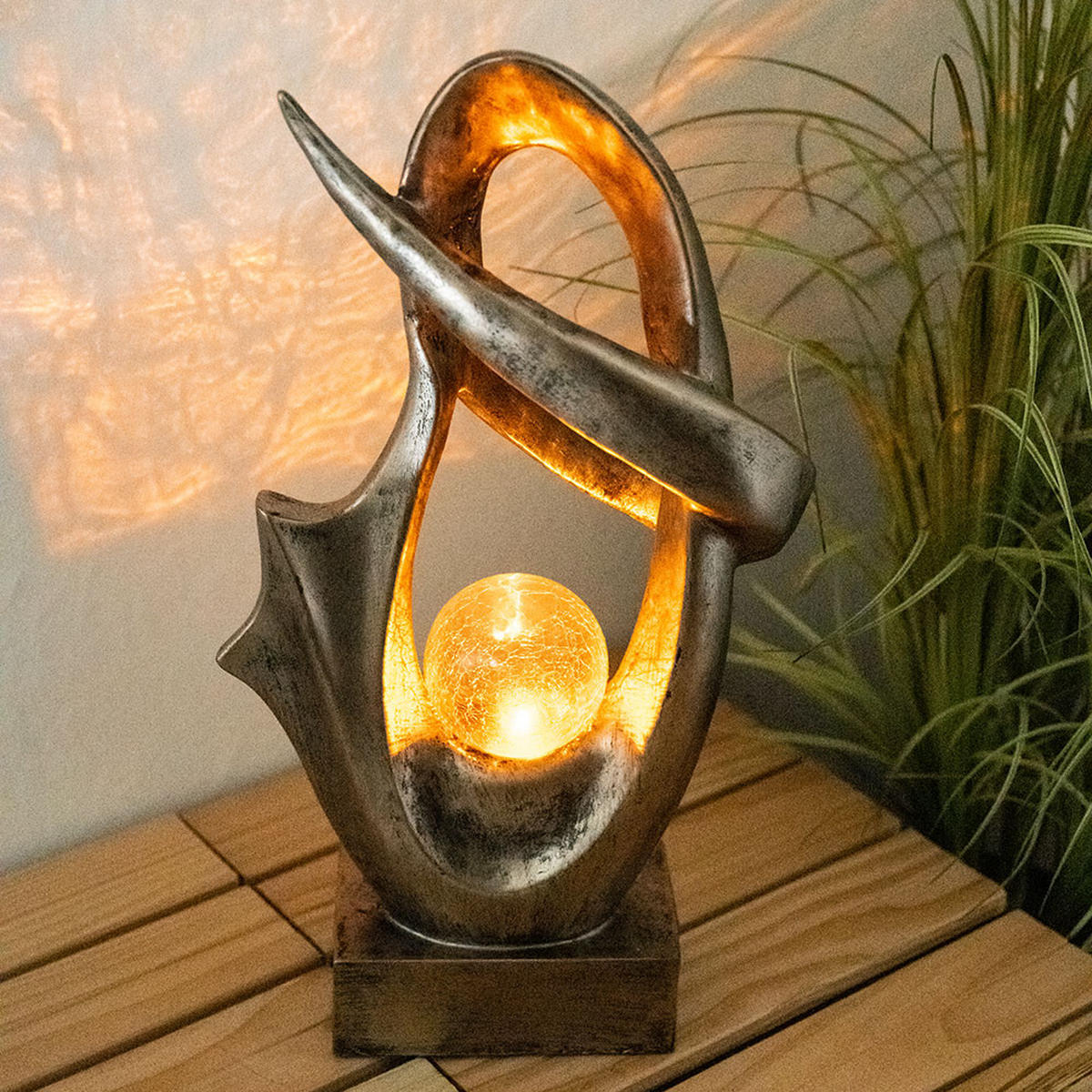 LED AUSSENLEUCHTE Bronze Glas Crackle Design - Bronzefarben, Kunststoff (25.5/11/45cm) - Globo Lighting