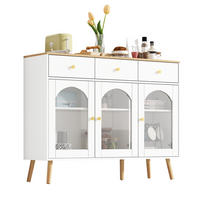 SIDEBOARD mit Glasfront und Schubladen Weiß/Eiche - Weiß, Glas/Holzwerkstoff (34/94/120cm) - Urban Meuble