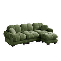 SOFA in L-Form 3-Sitzer mit Hocker Chenille Grün - Grün, Holz (149/260cm) - Meubliv