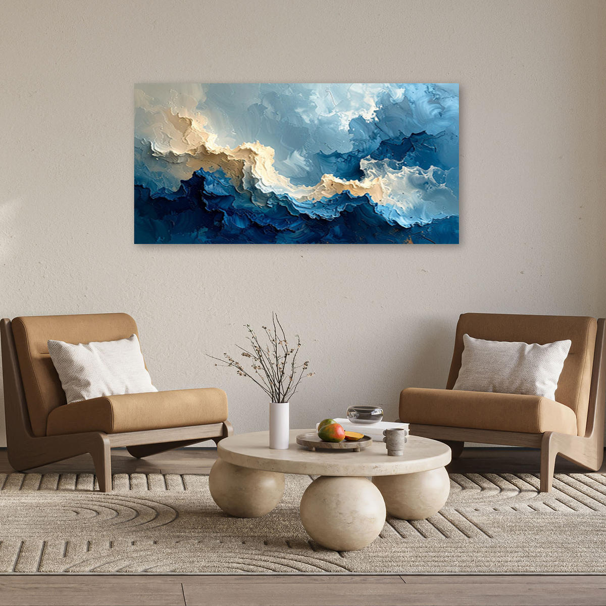 LEINWANDBILD Abstraktion 120x60cm - Blau, Textil (120/60cm) - Feeby