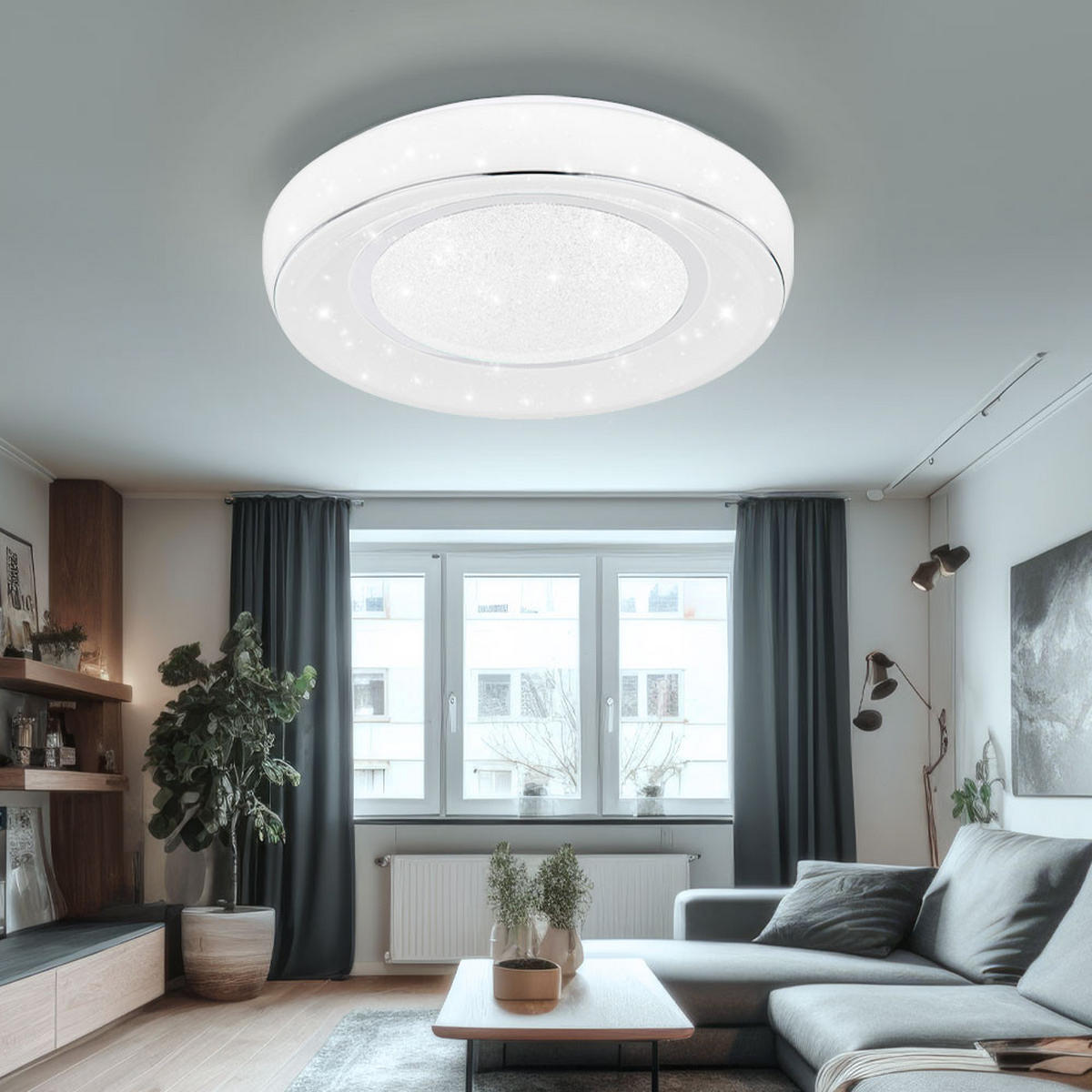 LED DECKENLEUCHTE Kristalle Weiß Chrom - Weiß, Metall (49/49/9cm) - Globo Lighting