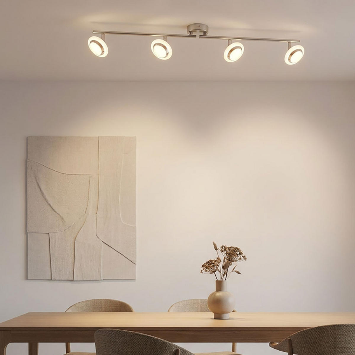 LED DECKENLEUCHTE Metall Silber bewegliche Spots - Silberfarben, Metall (80/10/13.5cm) - Globo Lighting