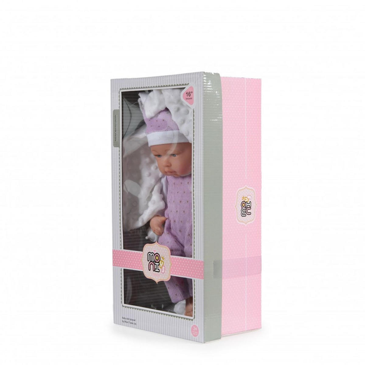 KINDERPUPPE 9303 lila 41 cm, 3-teiliges Set, Kuscheldecke, Trinkflasche, ab 3 Jahren - Violett, Kunststoff (25/15/41cm) - Moni