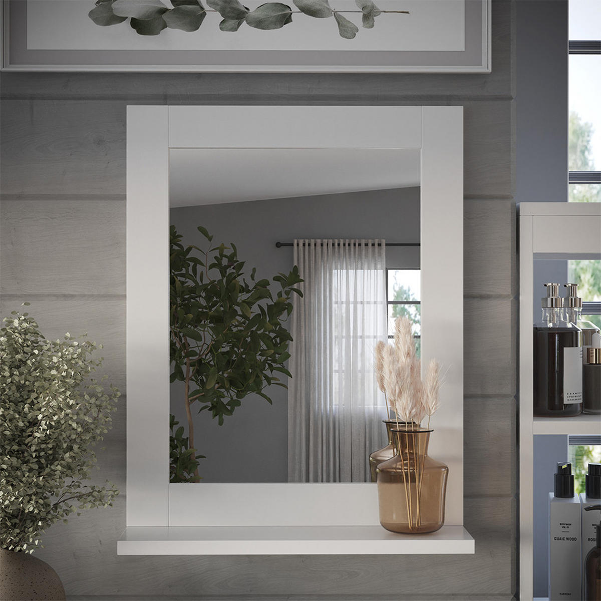 KOUPELNOVÉ ZRCADLO Vilda Bílá - bílá, kompozitní dřevo (40/50/10cm) - Vicco