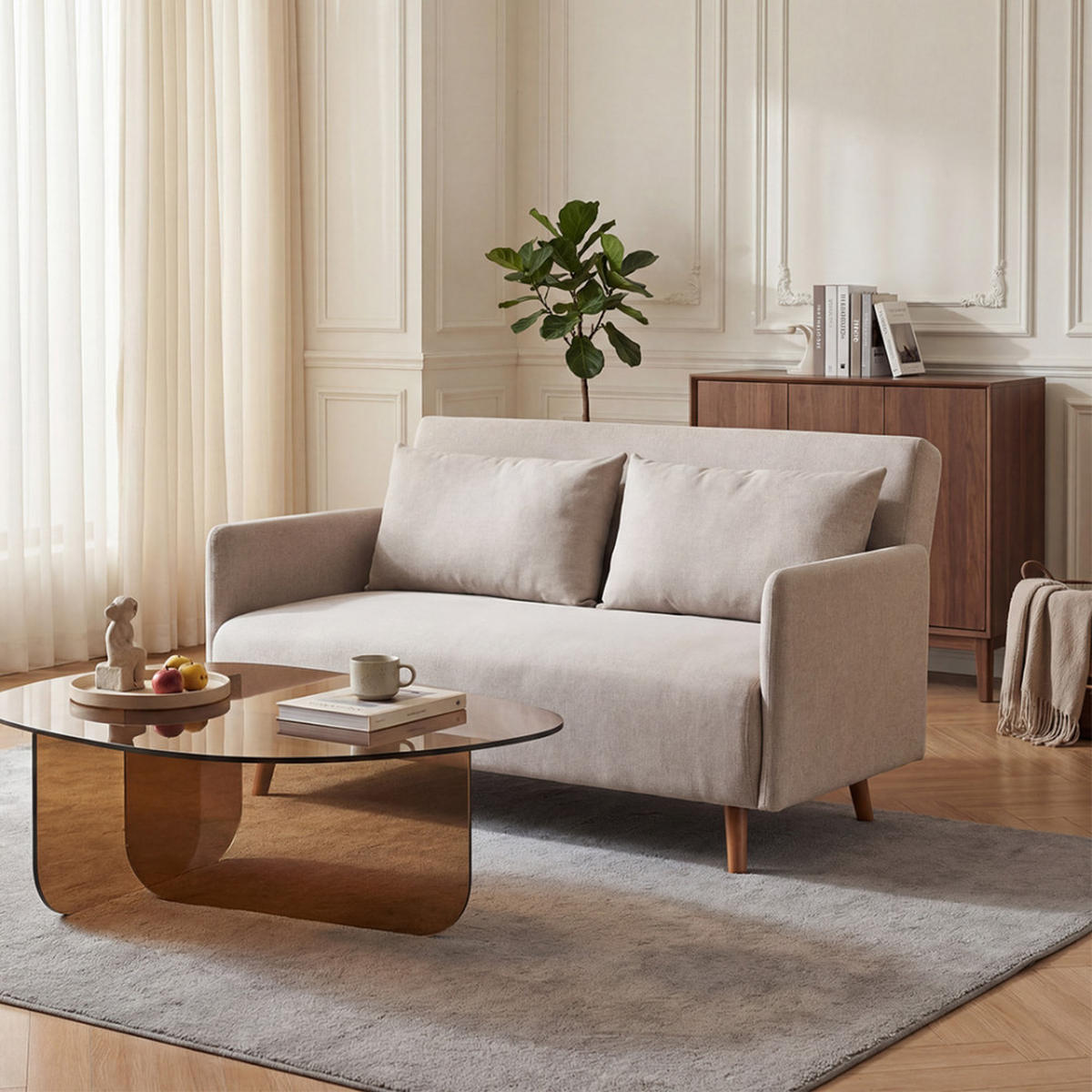 SCHLAFSOFA Heidebeige - Beige, Textil (132/80/88cm) - Drawer