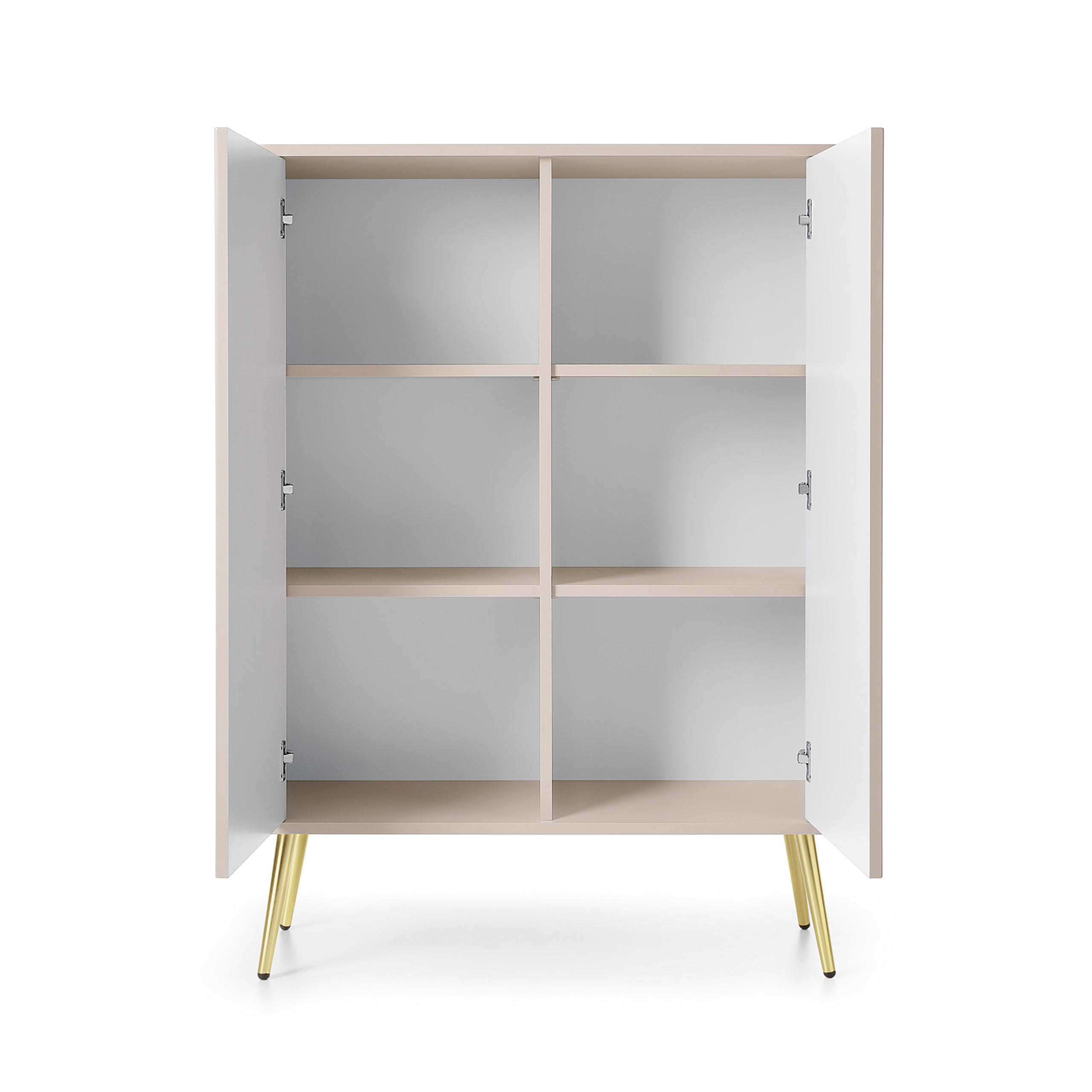 HIGHBOARD ZENZERO 103/129/39 cm mit 2 Türen Kaschmir - Kaschmir/Goldfarben, Holzwerkstoff (103/129/39cm) - MASSENO
