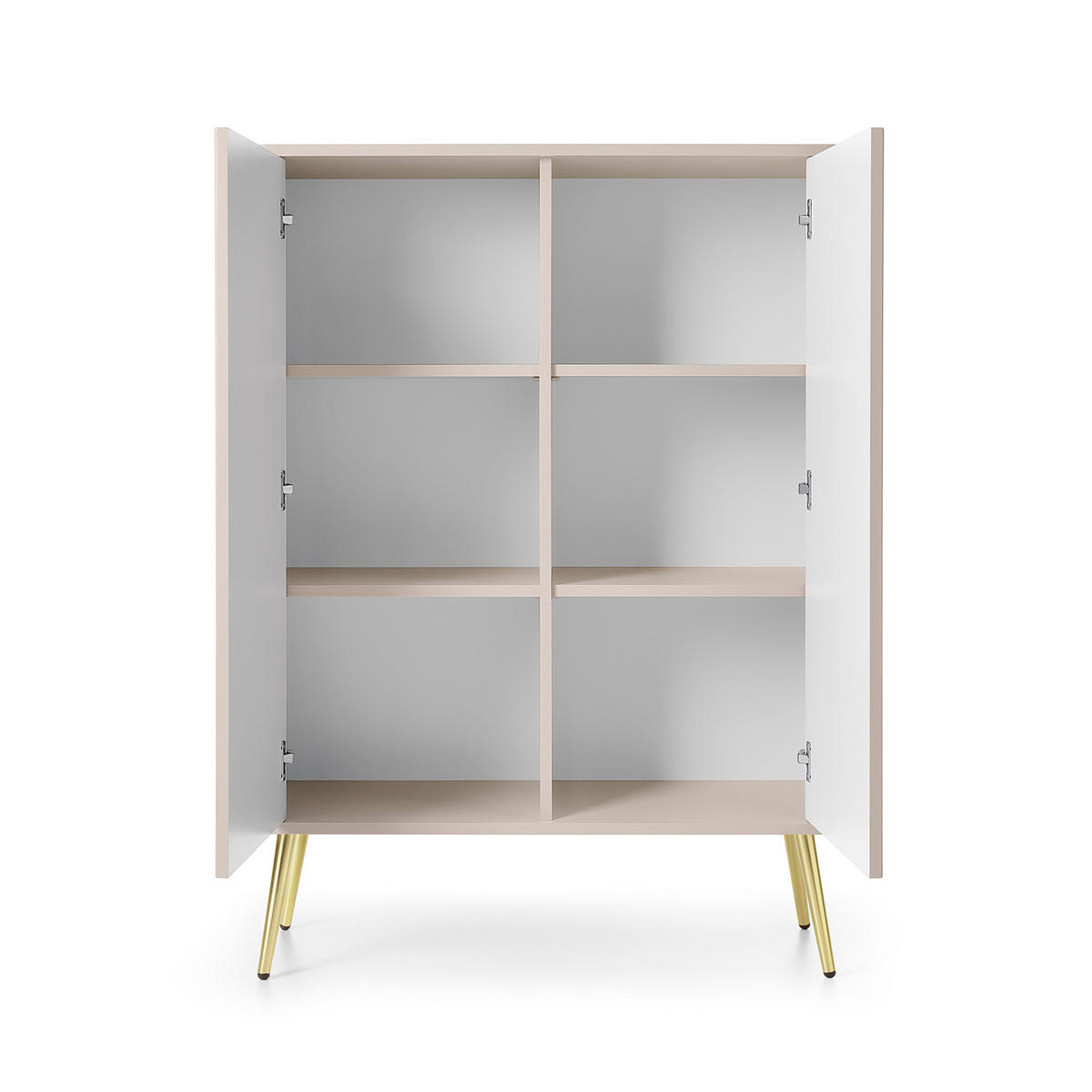 HIGHBOARD ZENZERO 103/129/39 cm mit 2 Türen Kaschmir - Kaschmir/Goldfarben, Holzwerkstoff (103/129/39cm) - MASSENO