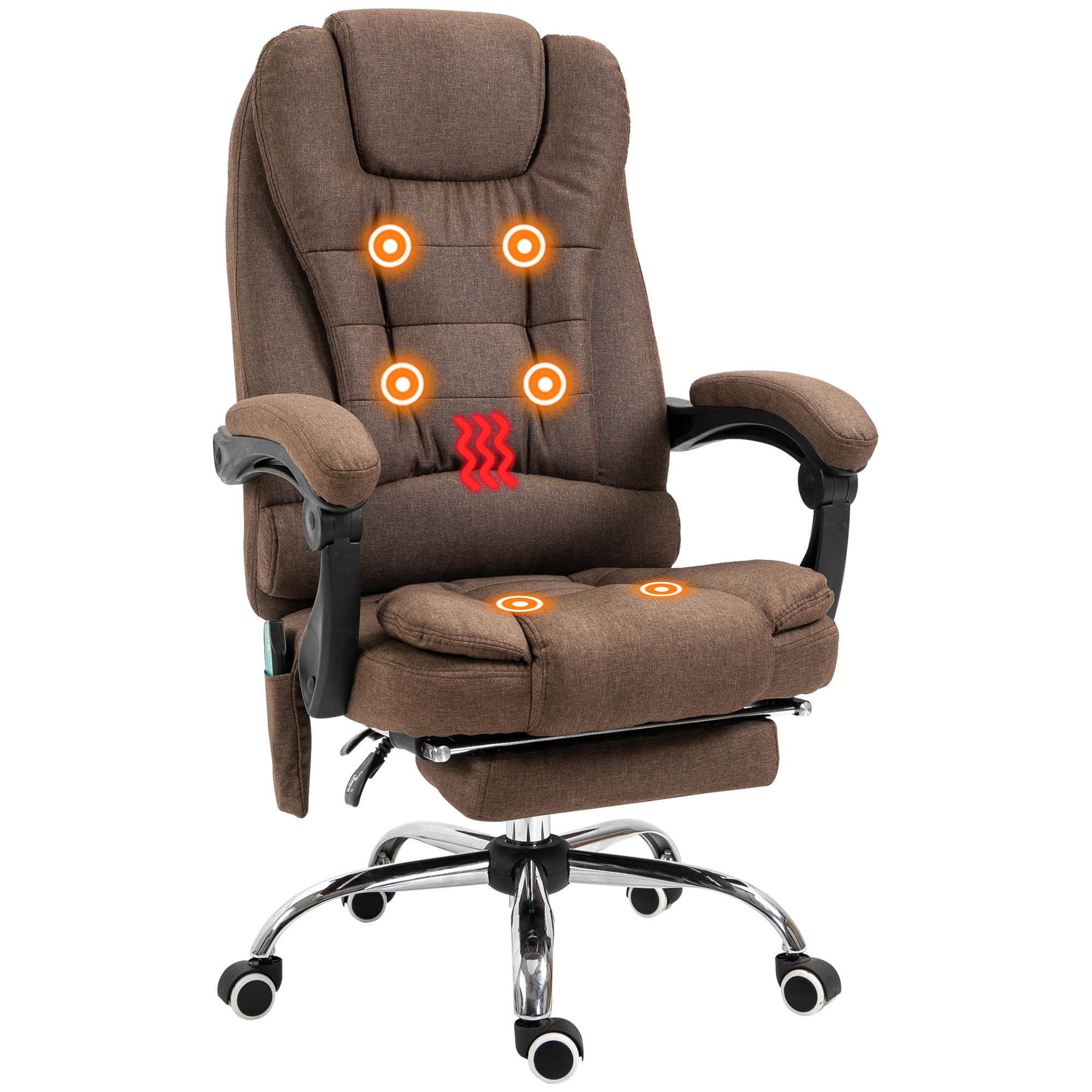 CHEFSESSEL DE-11824 Massage & Heizung Grau - Braun, Textil (70/119/65cm) - ComfortXL