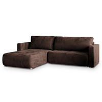 ROHOVÁ SEDAČKA TURIN hnědá - šedá/hnědá, dřevo/textil (265/183cm) - MASSENO