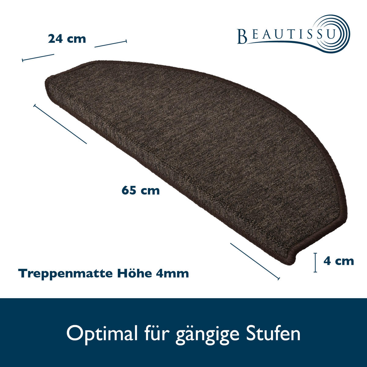 STUFENMATTE ProStair 65/28cm Dunkelbraun 15tlg - Dunkelbraun, Kunststoff/Textil (65/28/4cm) - Beautissu 