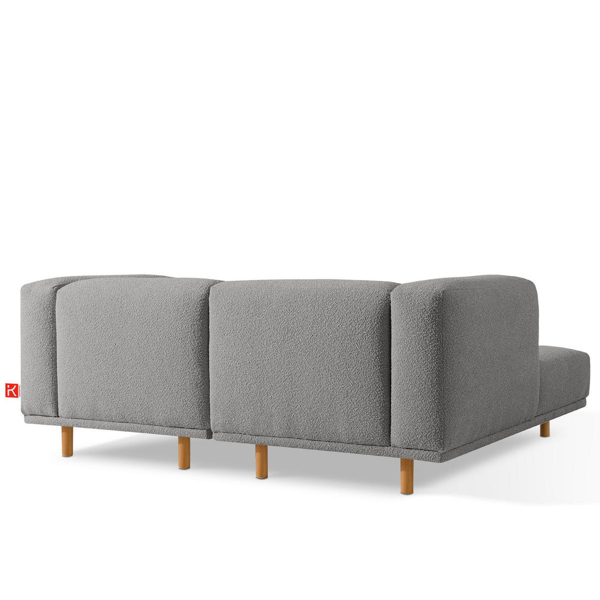 ECKSOFA-LINKS FOSERO, Bouclé - Eschefarben/Buchefarben, Holz/Holzwerkstoff (204/155cm) - KONSIMO®