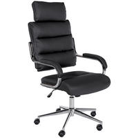 DREHSTUHL Lederlook Schwarz - Chromfarben/Schwarz, Textil/Metall (61/119/78cm) - CLP