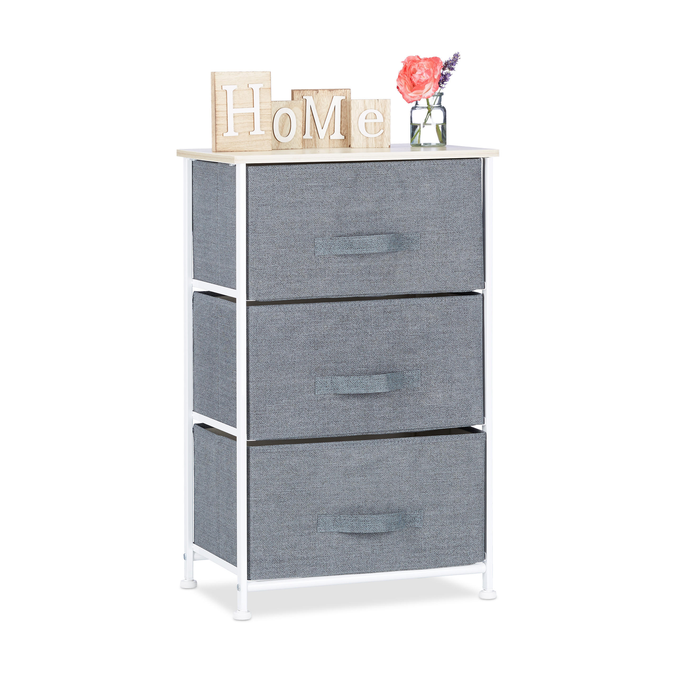 REGALSYSTEM - Grau, Holzwerkstoff/Textil (45/73/30cm) - Relaxdays