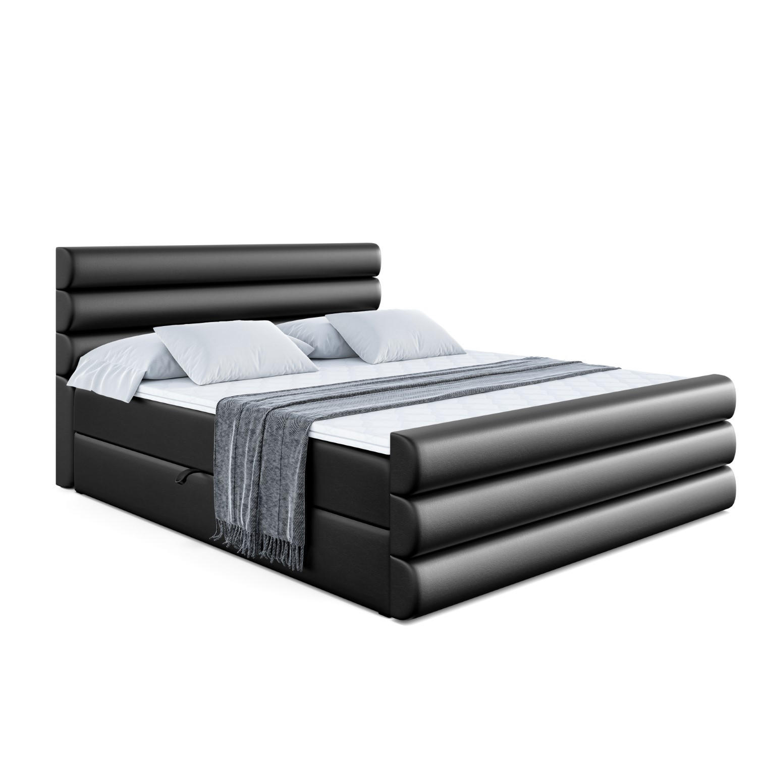Altdecor Boxbett Schwarz Hochglanz 140x200 cm
