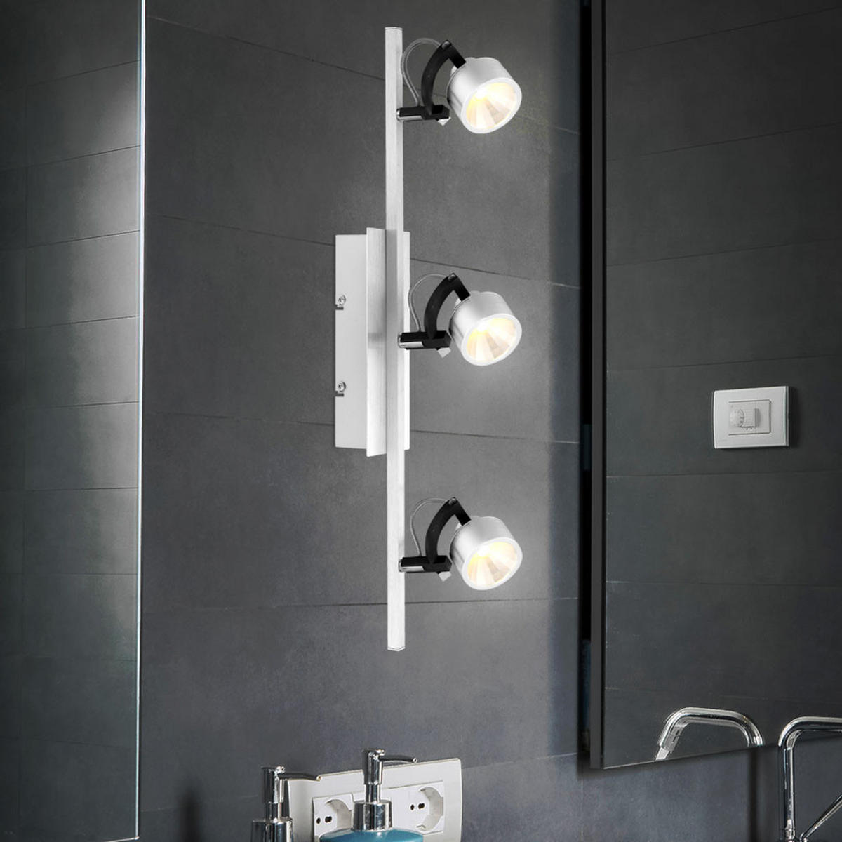 LED DECKENLEUCHTE Alu Gebürstet Silber - Silberfarben, Metall (60.4/9/15.8cm) - Globo Lighting