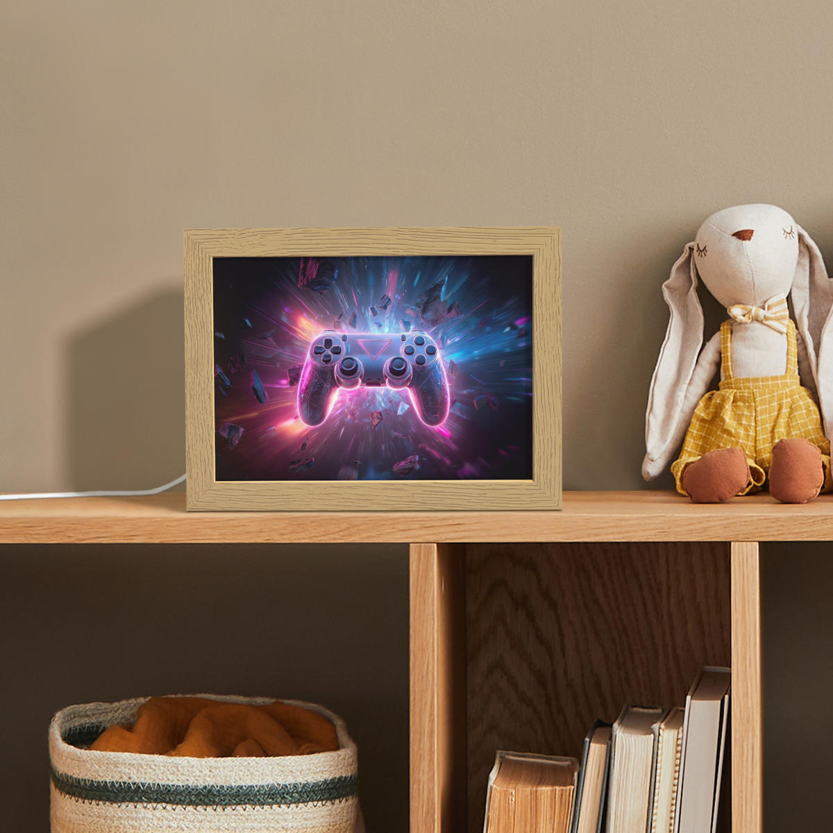 NACHTTISCHLAMPE Controller - Neon - Explosion - Abstrakt 20x15 cm - Violett, Holzwerkstoff (8/20/15cm)