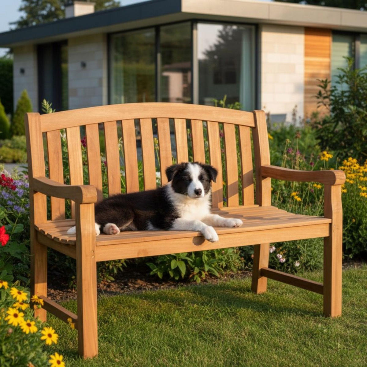 GARTENBANK Swindon - Naturfarben, Holz (120/94/58cm) - Mr. Deko