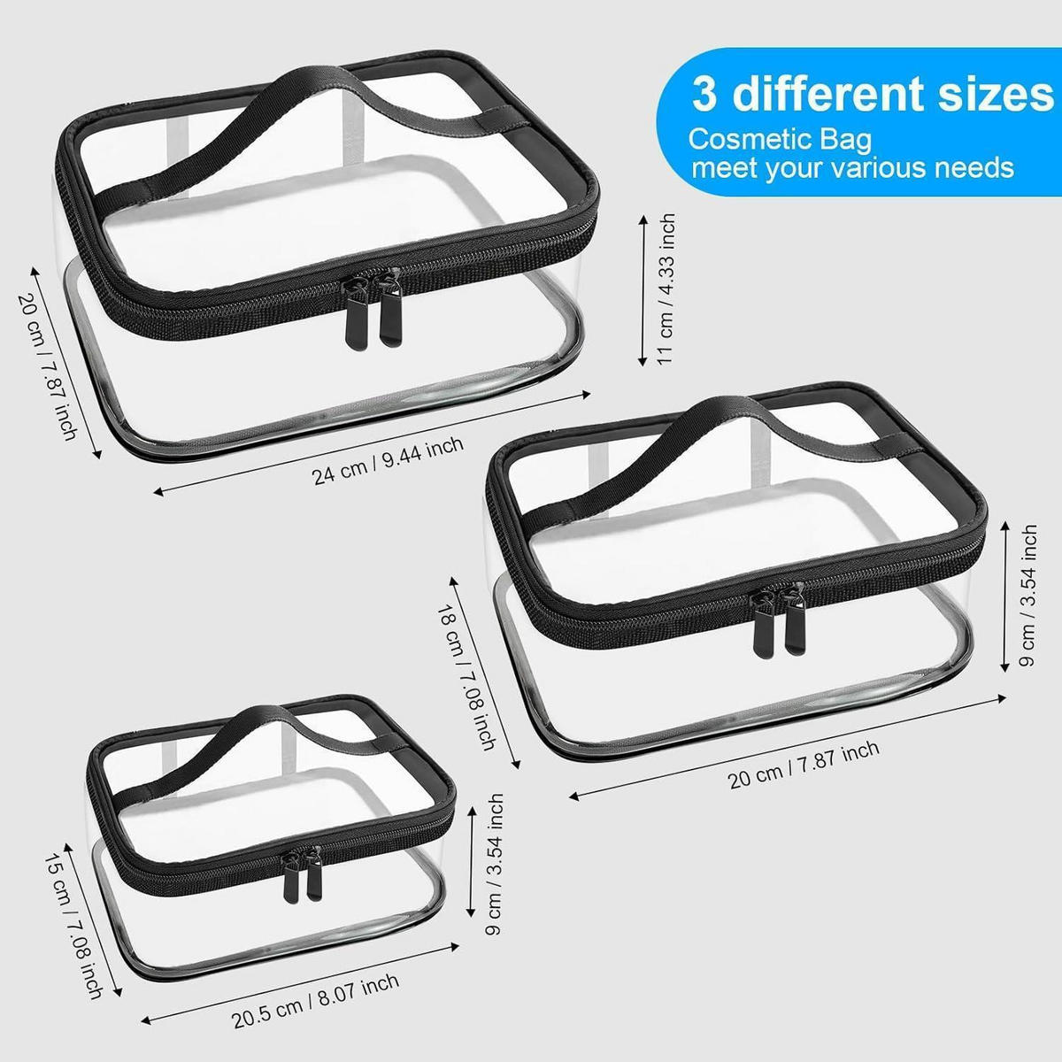 KULTURTASCHE 3-teiliges Set Transparent - Transparent, Kunststoff (22/4/30cm)