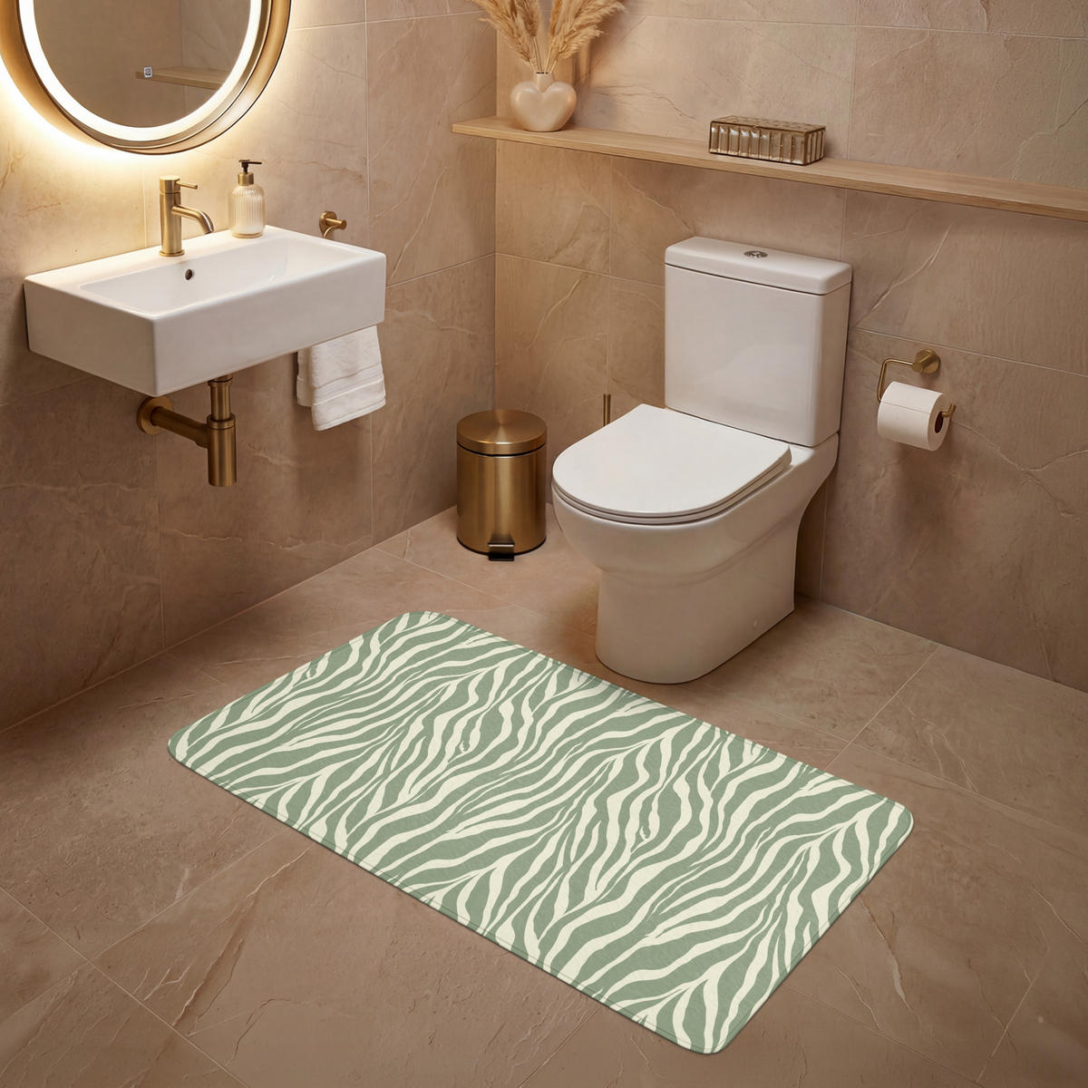 WC PŘEDLOŽKA Zebra - Motiv - zelená 120x60 cm - šalvějově zelená, textil/plast (120/1cm) - OnlyWow