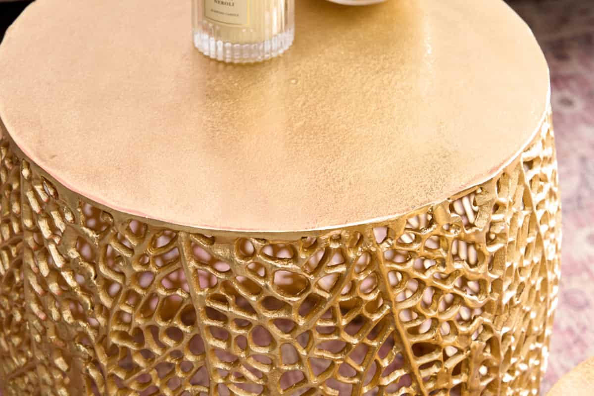 COUCHTISCH 2er Set ABSTRACT LEAF rund Gold 45cm - Goldfarben, Metall (45/45/42cm) - riess-ambiente