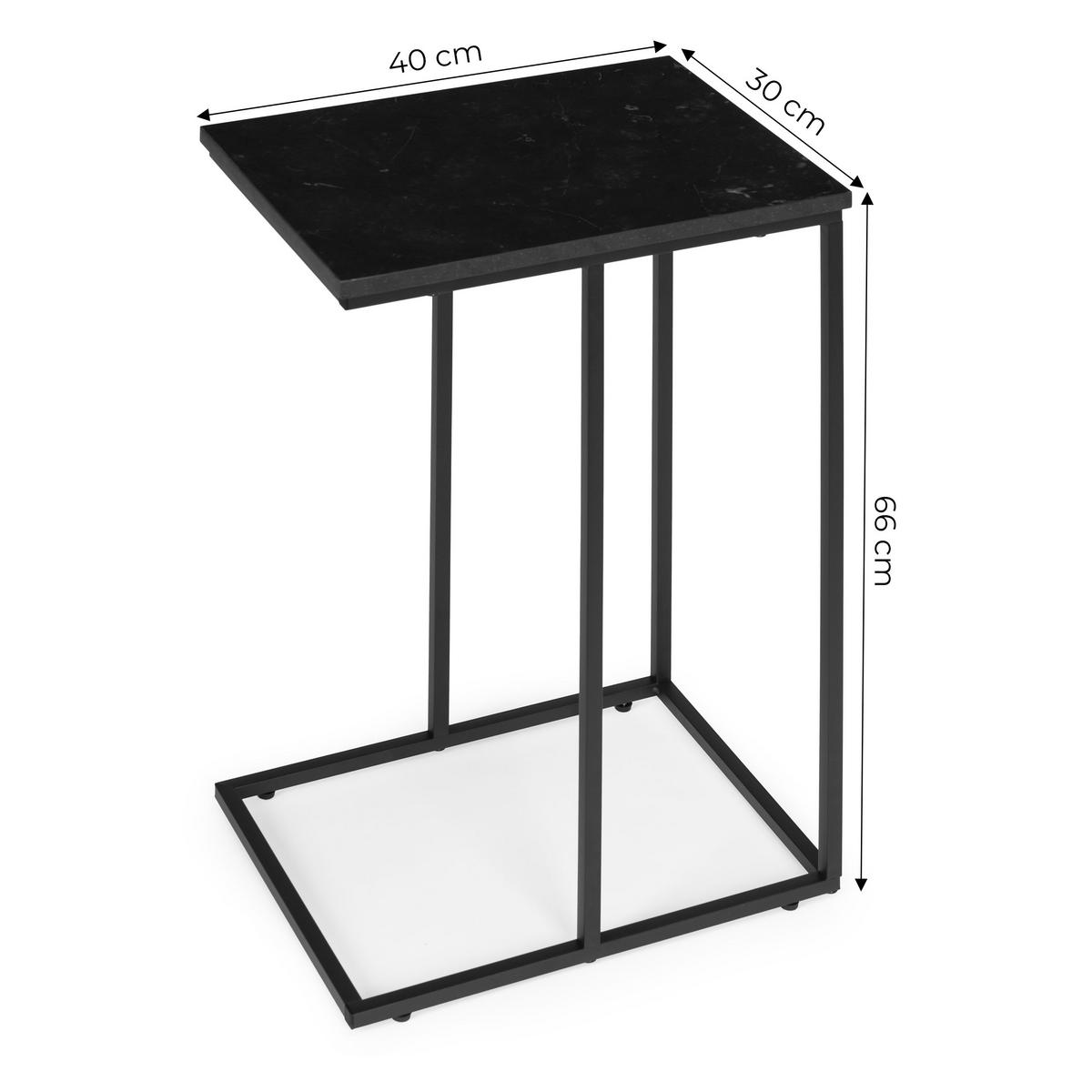 BEISTELLTISCH C Form TIVO Schwarz - Schwarz, Metall (40/30/66cm) - Mat-Haus