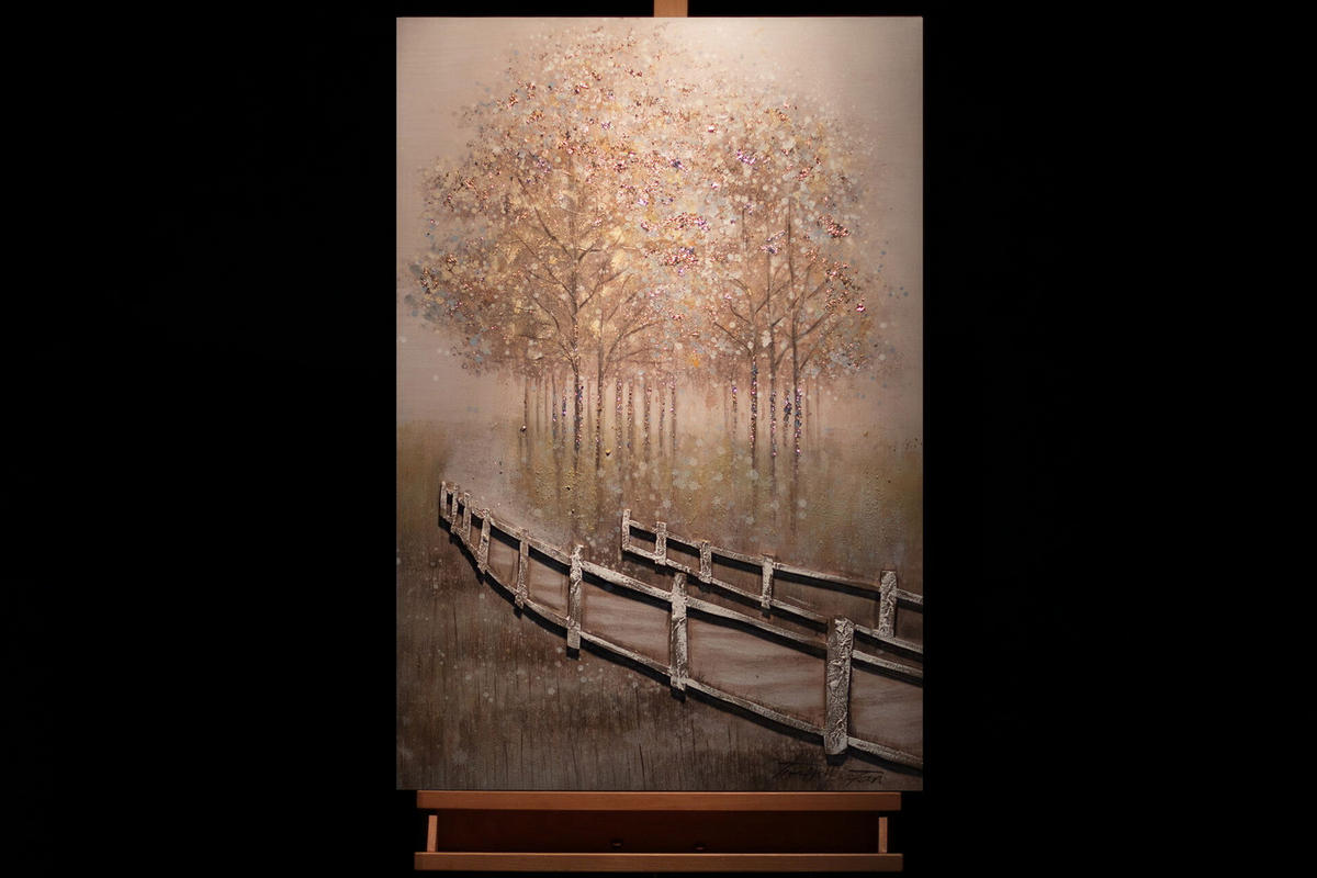 ACRYLBILD HANDGEMALT 60/90 cm - Braun, Holz/Textil (60/90cm) - KUNSTLOFT