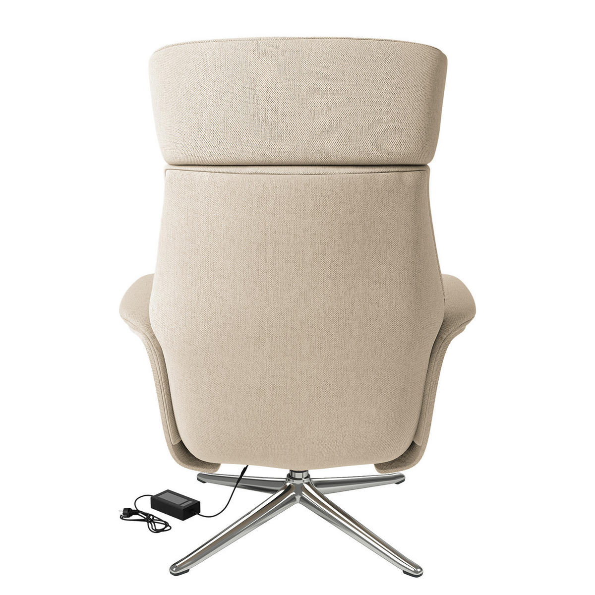 SESSEL - elektrisch verstellbar - Chromfarben/Beige, Textil/Metall (83/110/88cm) - home24
