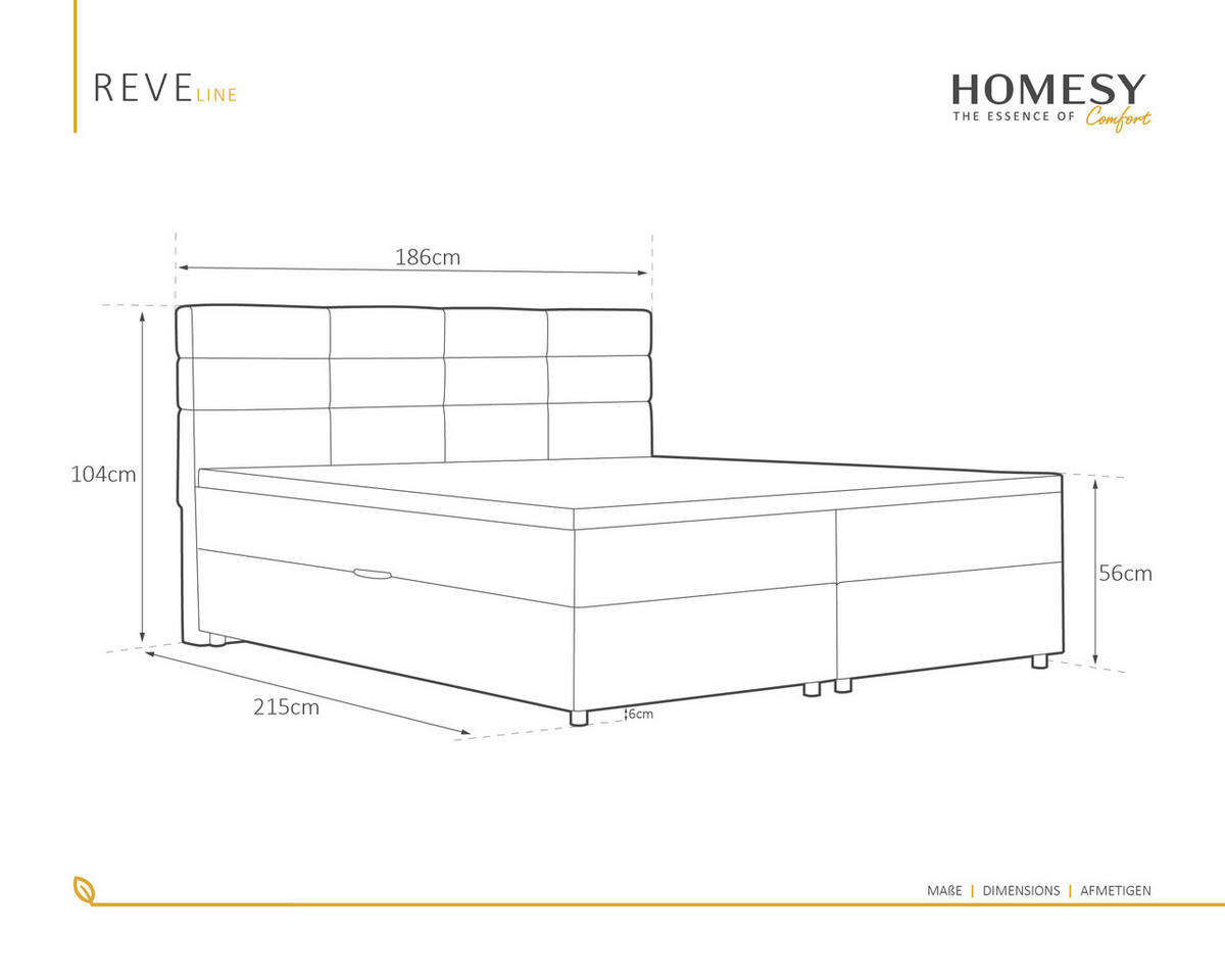 BOXBETT Reve 180 x 200 cm mit Bettkasten und Lattenrost ohne matratze - beige - Rot, Holz (180/200cm) - Homesy