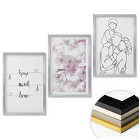 WANDBILDER 3er Set - 40x60 cm Silberner Rahmen - Blumenfamilie minimalistisch - Silberfarben, Kunststoff (40/60cm) - ArtPrintCave