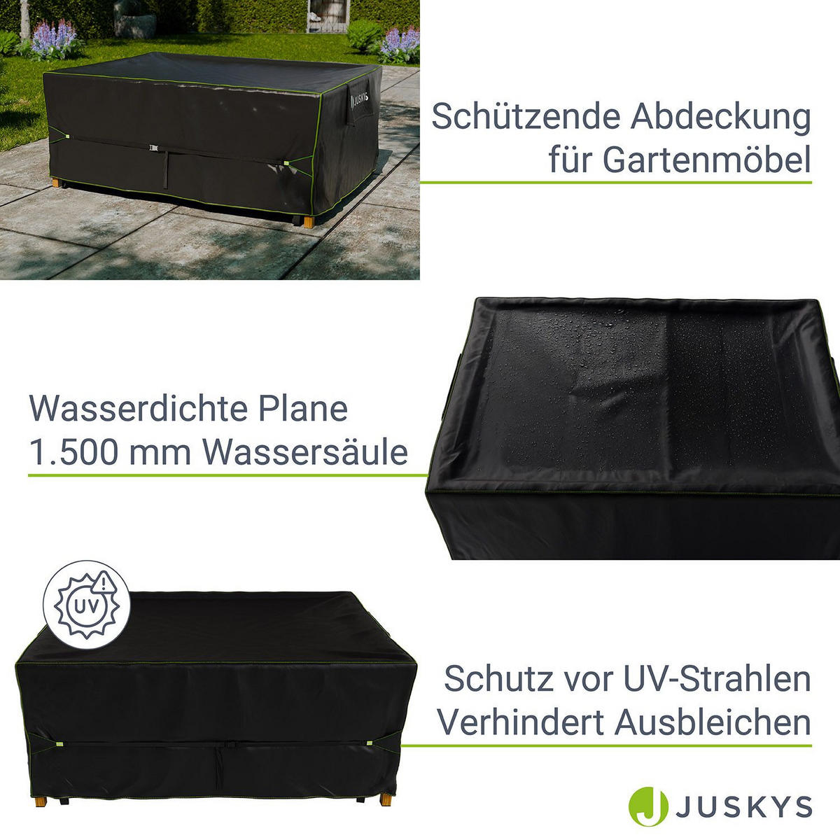 GARTENMÖBELABDECKUNG CoverSafe Pro schwarz - Schwarz, Kunststoff (160/75/200cm) - Juskys